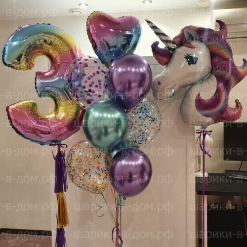 Набор радужный хит фиолетовый с единорогом на 3 года дочке, девочке