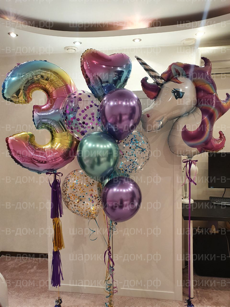 Набор радужный хит фиолетовый с единорогом на 3 года дочке, девочке