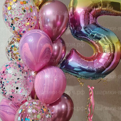Мраморный розовый сет из шаров на день рождения девочке, дочке