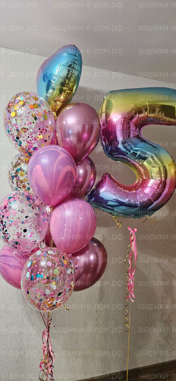 Мраморный розовый сет из шаров на день рождения девочке, дочке